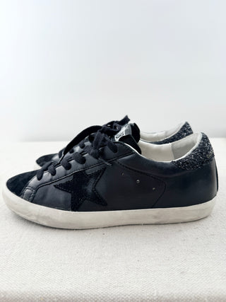 Golden Goose superstar leather sneakers with sparkle, 38