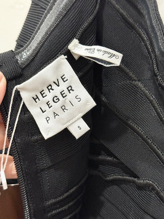 Herve Leger Strapless Bandage Formal Cocktail Long Dress Black Womens Size Small