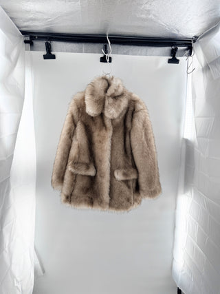 J crew faux fur jackert, L