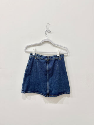 Maeve High Waisted Button-Front Denim Bow A-Line Mini Skirt Blue Women's Size 6