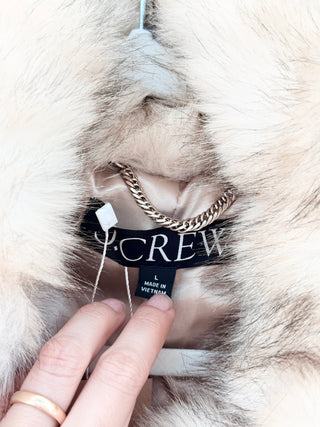 J crew faux fur jackert, L