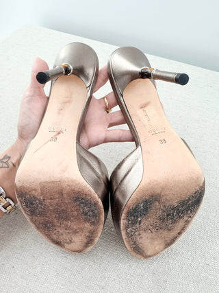 Gucci vintage bamboo detail mules leather, 38