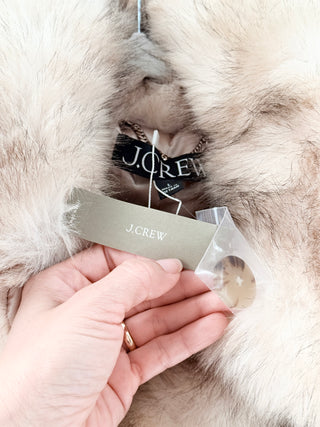 J crew faux fur jackert, L
