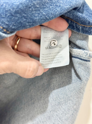 Maeve High Waisted Button-Front Denim Bow A-Line Mini Skirt Blue Women's Size 6