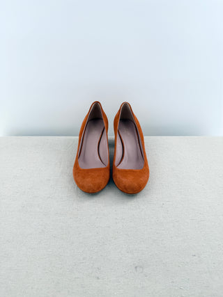 Gucci block heel suede bamboo texture heel pumps, 40