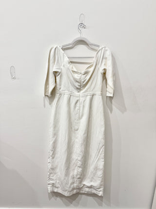 Mara Hoffman Leonara Linen Blend Off-the-Shoulder A-Line Midi Dress White Small