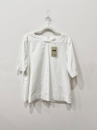 COS Elastic-Cuffed Short Sleeve Poplin Cotton Boxy Tee White Women's Size Medium