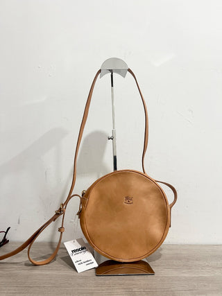 Il Bisonte round zipper long strap leather bag
