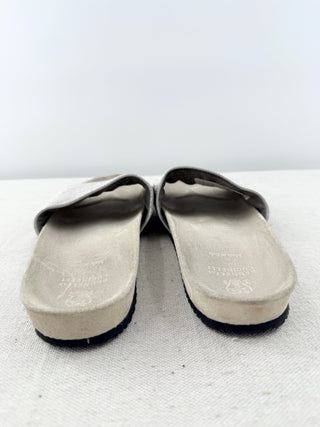 Brunello Cucinelli anatomical suede sandals with sparkle, 40