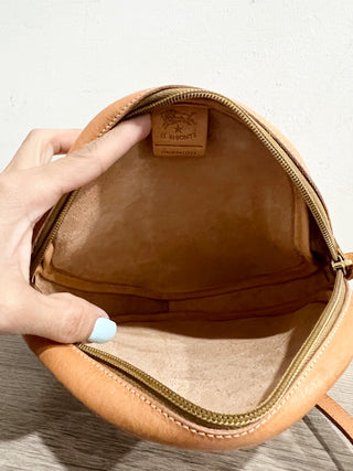 Il Bisonte round zipper long strap leather bag