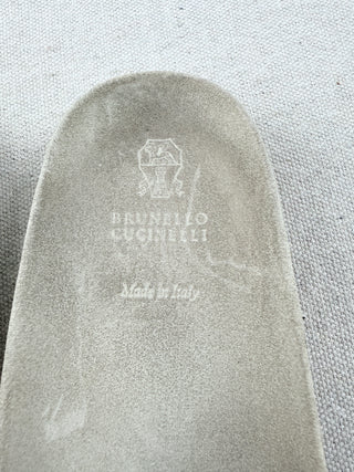 Brunello Cucinelli anatomical suede sandals with sparkle, 40