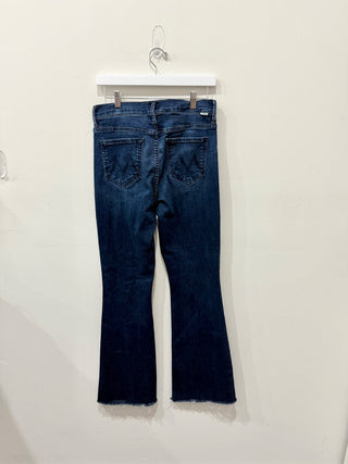 Mother Mid Rise Denim The Weekend Fray Flare Jeans Chip On My Shoulder Womens 29