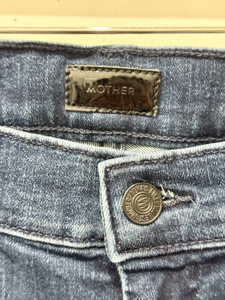 Mother Mid Rise Denim The Weekend Fray Flare Jeans Chip On My Shoulder Womens 29