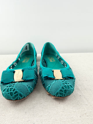 Ferragamo lace ballet flats, 40