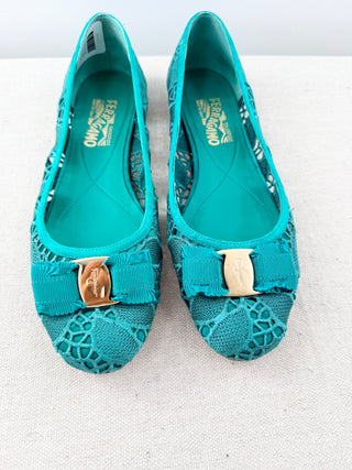 Ferragamo lace ballet flats, 40