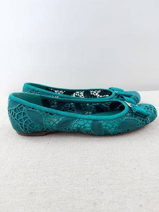 Ferragamo lace ballet flats, 40