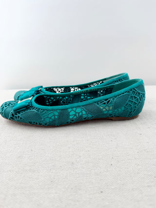 Ferragamo lace ballet flats, 40