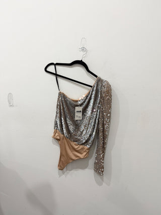 Camila Coelho sequin one shoulder bodysuit, XS