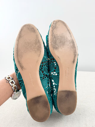 Ferragamo lace ballet flats, 40