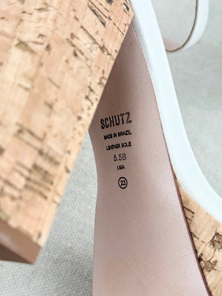 Schutz cork and leather platform sandals, 5.5