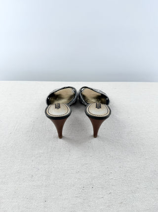Louis Vuitton monogram mini lin mid heel mule sandals, 37