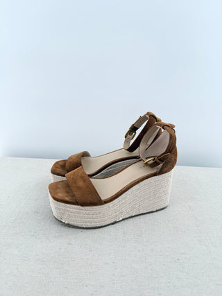 Veronica Beard suede and raffia platform sandals, 6