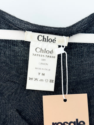 Chloé Half-Sleeve Crew Neck Knit Pullover Sweater Black Women's Size Medium