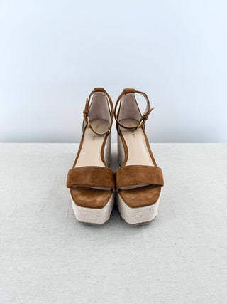 Veronica Beard suede and raffia platform sandals, 6