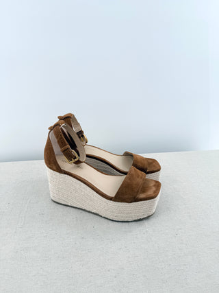 Veronica Beard suede and raffia platform sandals, 6
