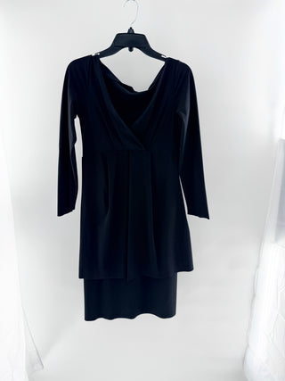 NWT La Petite Robe Di Chiara Boni Long Sleeve V-Neck Mini Dress Black Womens 46
