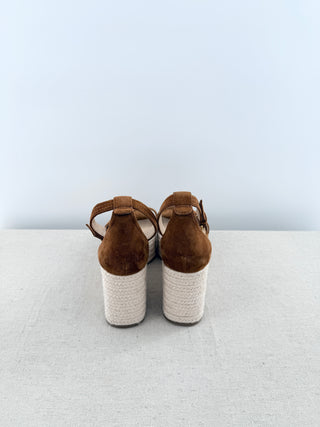Veronica Beard suede and raffia platform sandals, 6