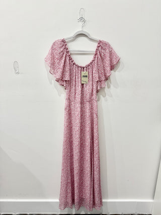 Loveshackfancy Evelyn Off the Shoulder Floral Maxi Sundress Pink Women's Size 6