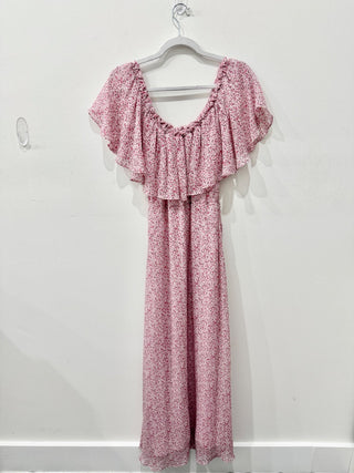 Loveshackfancy Evelyn Off the Shoulder Floral Maxi Sundress Pink Women's Size 6