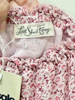 Loveshackfancy Evelyn Off the Shoulder Floral Maxi Sundress Pink Women's Size 6