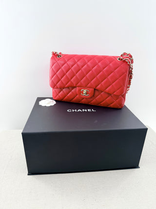 Chanel caviar leather double flap jumbo bag gold hardware, jumbo