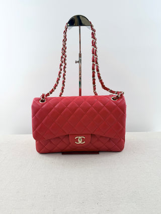 Chanel caviar leather double flap jumbo bag gold hardware, jumbo