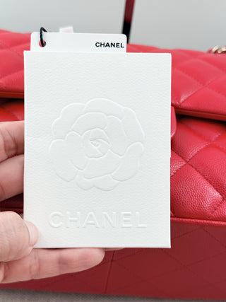 Chanel caviar leather double flap jumbo bag gold hardware, jumbo