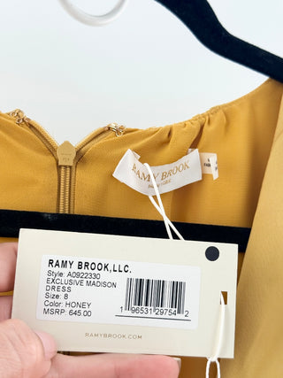 NWT Ramy Brook Exclusive Madison Long Sleeve Cutout Maxi Dress Honey Women's 8