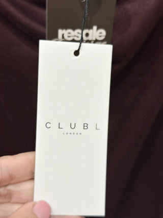 NWT Club L Salome Twisted Asymmetric Midi Dress Chocolate Drizzle Women's Size 2