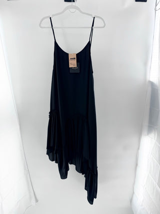 NWT Liu Jo Sleeveless High Low Asymmetric Swing Dress Black Womens IT 42 / US 6
