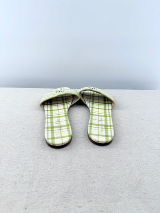 Dior check'n'dior pop embroidered dway flat slide sandals, 40