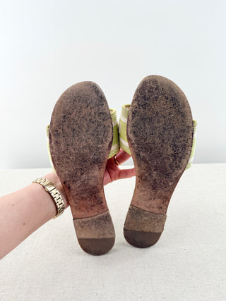 Dior check'n'dior pop embroidered dway flat slide sandals, 40