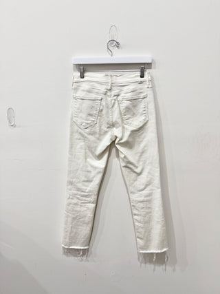 Mother High Waisted Rascal Crop Fray Jeans Fairest Of Them All Women's Size 28