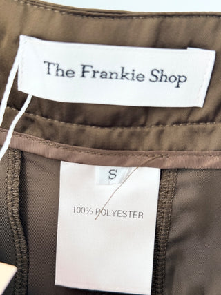 The Frankie shop satin trousers featuring high-waisted silhouette with front closure and belt loop, S