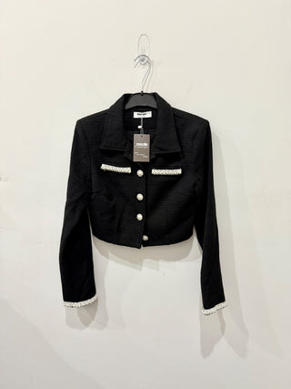 Superdown crop blazer with pearl embellishments, US 4