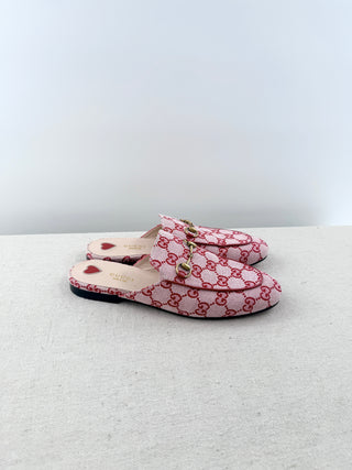 Gucci logo canvas horsebit princeton  mules, 39