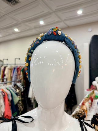 Lele Sadoughi headband denim embellished