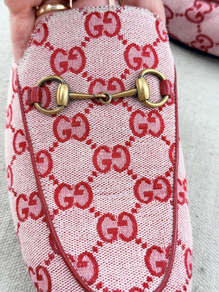 Gucci logo canvas horsebit princeton  mules, 39