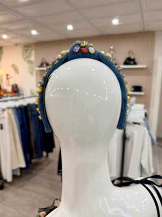 Lele Sadoughi headband denim embellished