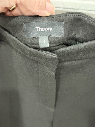 Theory Double Knit Hooded Blazer Trecca 4K Pant Black Womens S (Top)/ 4(Bottoms)